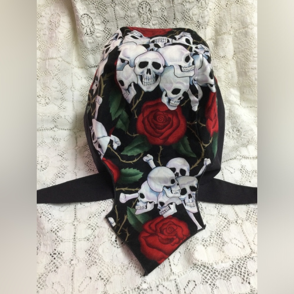 Sparkling Earth Skull and Roses Headwrap